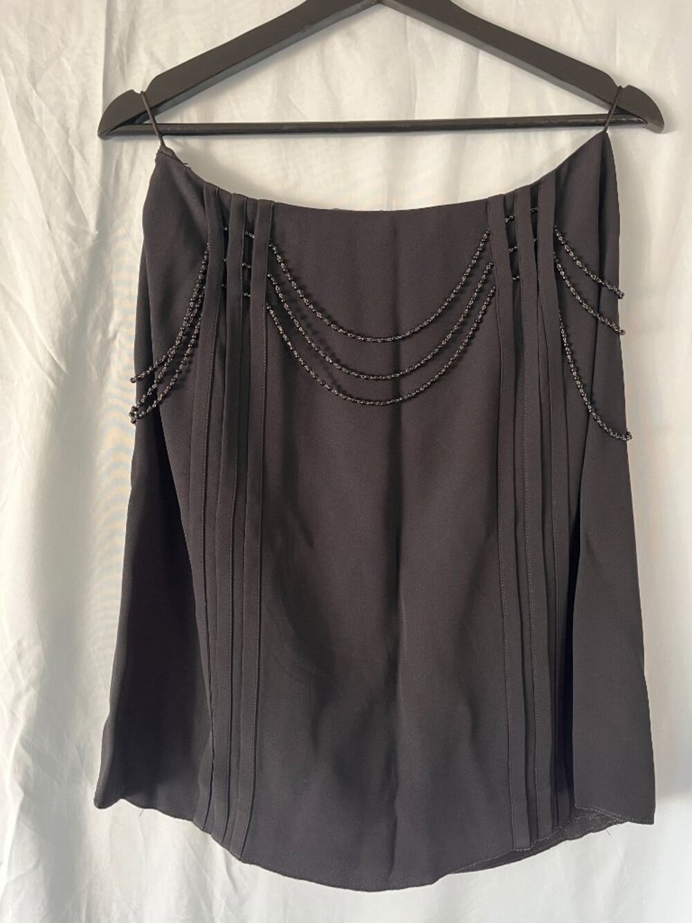 Moschino Cheap & Chic Vintage Skirt 90s Statement Beaded Belt Skirt US 12 - Picture 2 of 6
